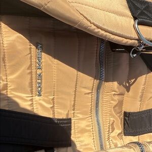 Adrienne Vittadini Beige and Black Quilted Tote
